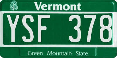 VT license plate YSF378
