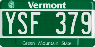 VT license plate YSF379