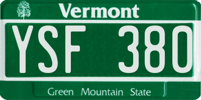 VT license plate YSF380
