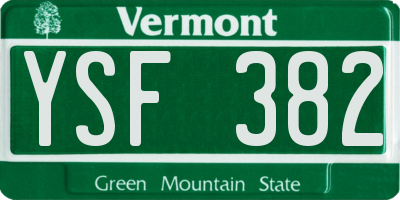 VT license plate YSF382
