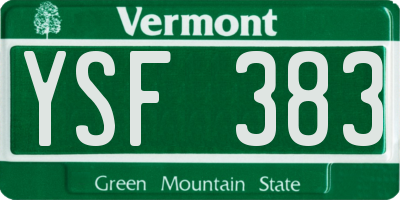 VT license plate YSF383