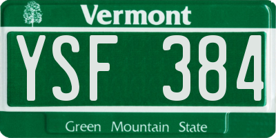 VT license plate YSF384