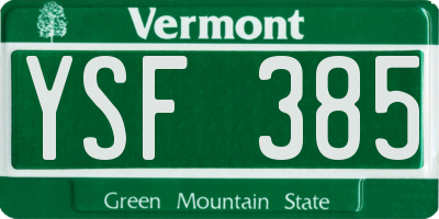 VT license plate YSF385