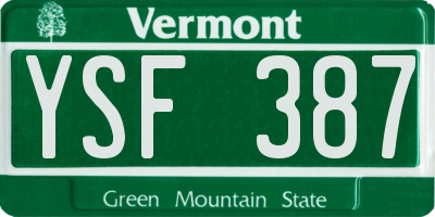 VT license plate YSF387