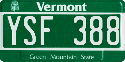VT license plate YSF388