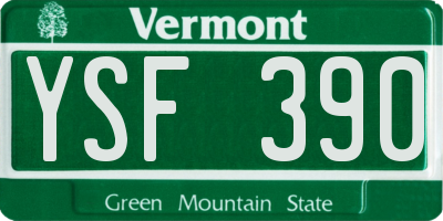 VT license plate YSF390