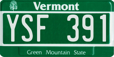 VT license plate YSF391