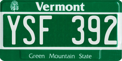VT license plate YSF392