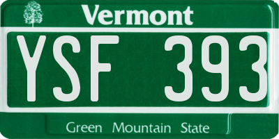 VT license plate YSF393