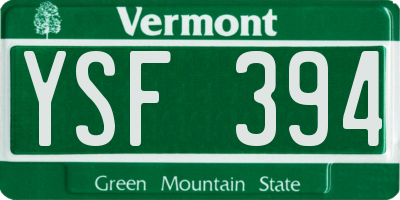 VT license plate YSF394