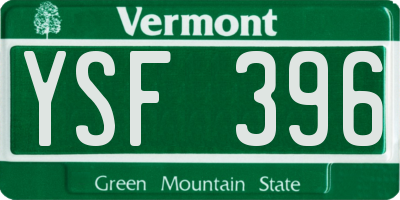 VT license plate YSF396