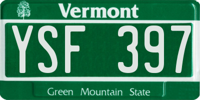 VT license plate YSF397