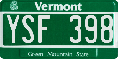 VT license plate YSF398