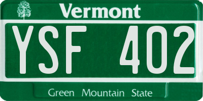 VT license plate YSF402