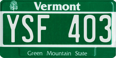 VT license plate YSF403