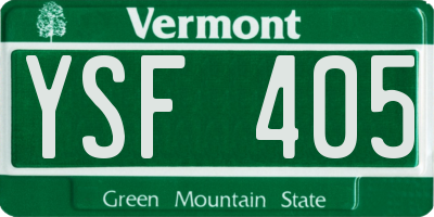 VT license plate YSF405