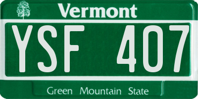 VT license plate YSF407