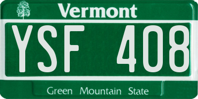 VT license plate YSF408