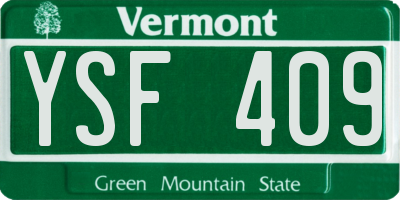 VT license plate YSF409