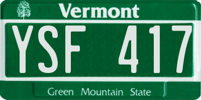 VT license plate YSF417