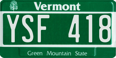 VT license plate YSF418