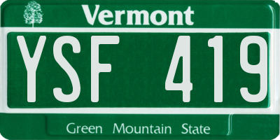 VT license plate YSF419