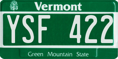 VT license plate YSF422