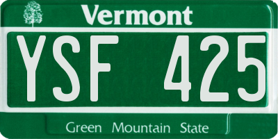 VT license plate YSF425