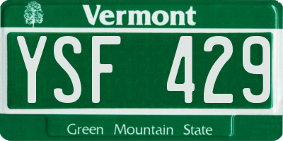 VT license plate YSF429