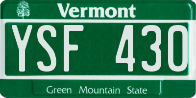 VT license plate YSF430
