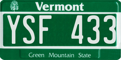 VT license plate YSF433