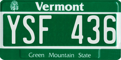 VT license plate YSF436