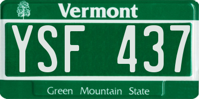 VT license plate YSF437