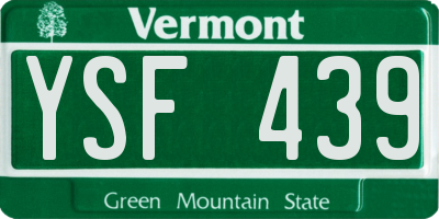 VT license plate YSF439