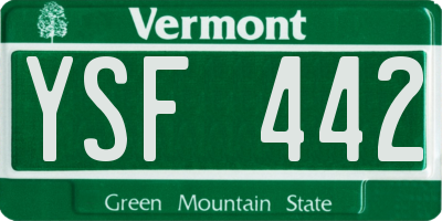 VT license plate YSF442