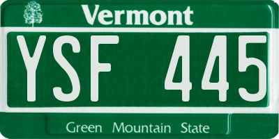 VT license plate YSF445