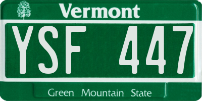 VT license plate YSF447