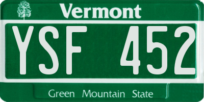VT license plate YSF452