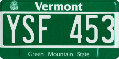 VT license plate YSF453