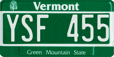 VT license plate YSF455