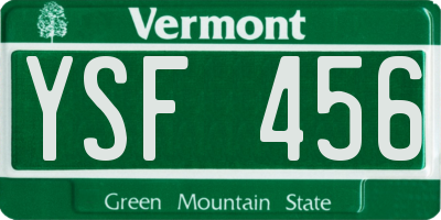 VT license plate YSF456