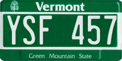 VT license plate YSF457