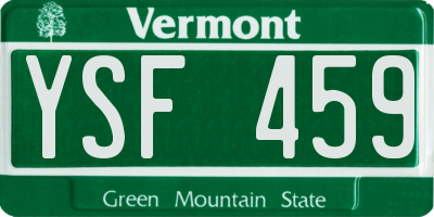 VT license plate YSF459