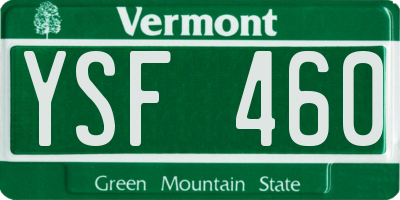 VT license plate YSF460