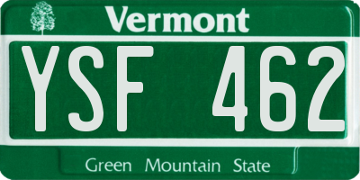 VT license plate YSF462