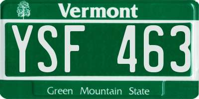 VT license plate YSF463