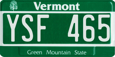 VT license plate YSF465