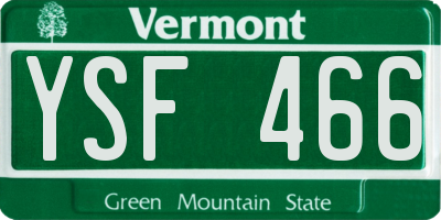 VT license plate YSF466