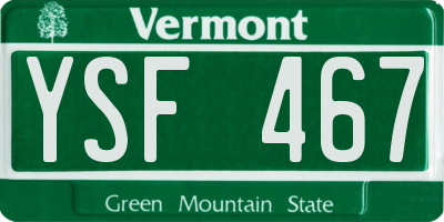 VT license plate YSF467