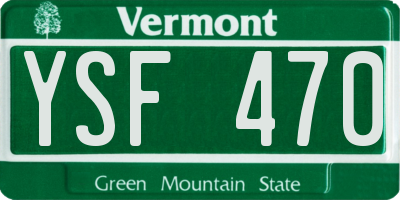 VT license plate YSF470